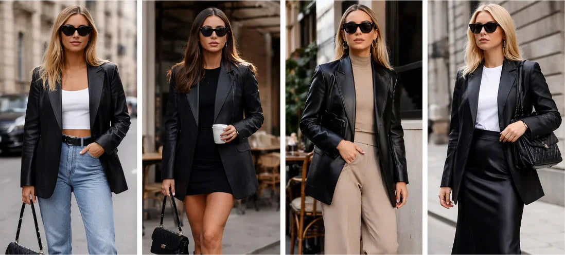 Black leather blazers for women: Trendy outfit ideas in 2025