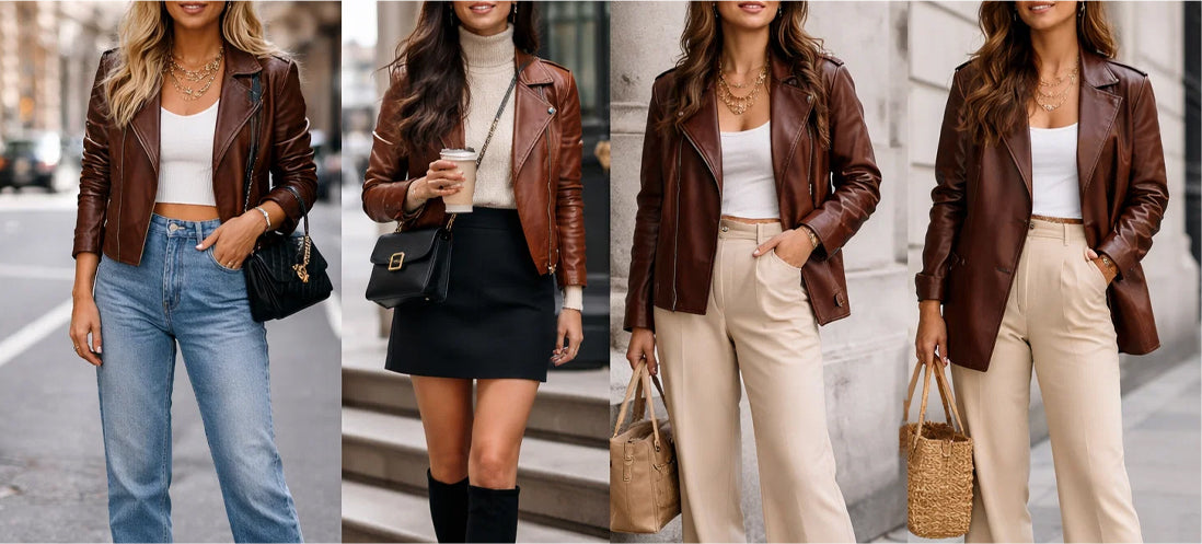 Top 10 Brown Leather Jacket Outfits Ideas For Women