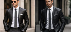 How to Style a Men’s Black Leather Blazer with a Shirt and Tie