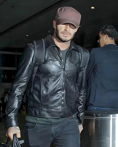 David Beckham Black Leather Jacket