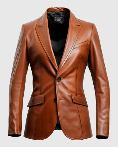 Men's Brown Leather Blazer