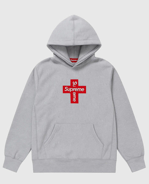 Supreme Cross Box Logo Gray Hoodie