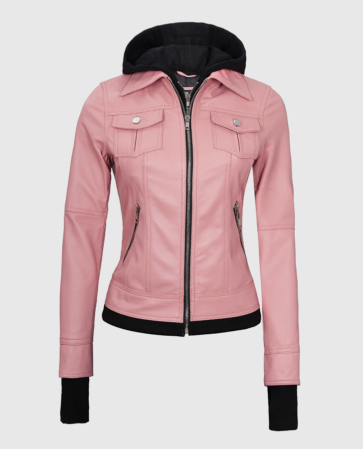 Women's Winter Hooded Leather Jackets - Genuine Jacket Store