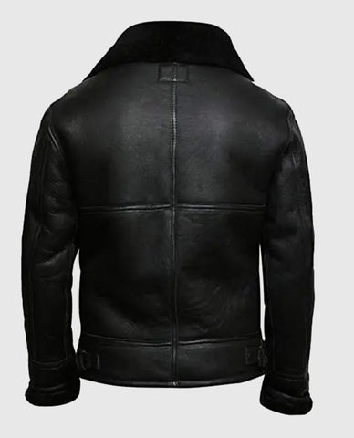 Men's Aviator B3 Black Shearling Sheepskin Jacket