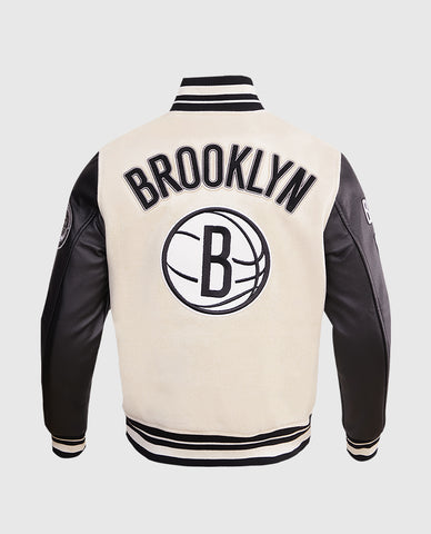 NBA Brooklyn Nets Men's Black & White Varsity Jacket