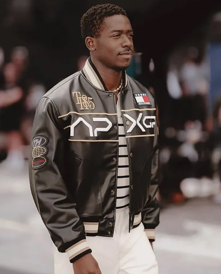 F1 Movie Damson Idris x APXGP Leather Varsity Jacket