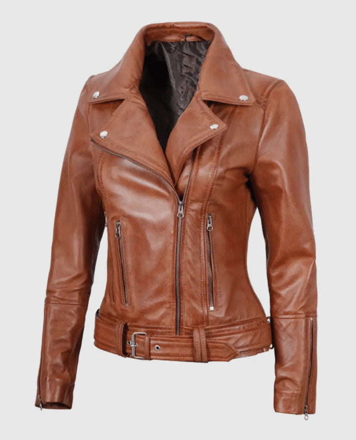 【24AW NEW】BALLY_women / レザージャケット / Brown BALLY Belted leather jacket | NET-A-PORTER