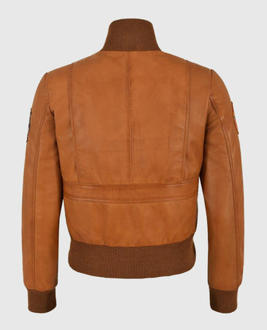 Women's Top Gun Brown Bomber Jacket With Badges