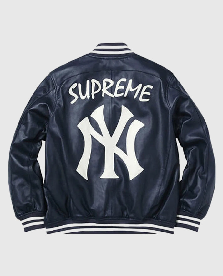 Supreme New York Yankees Full-Zip Varsity Leather Jacket