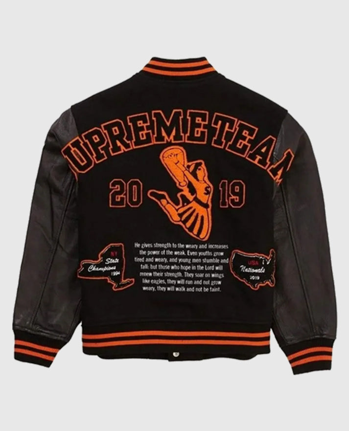 supreme 19AW Team Varsity Jacket オレンジ　S Supreme Team Varsity Jacket Black FW19 Leather Sleeve 2019 Black