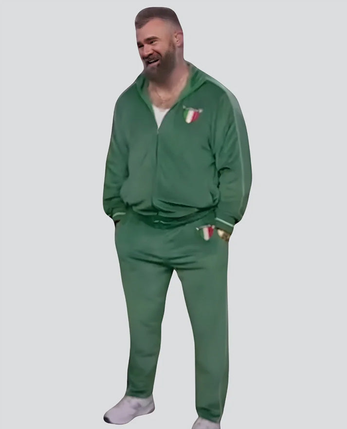 Jason Kelce Italia Green Velour Tracksuit – Luxe Fit