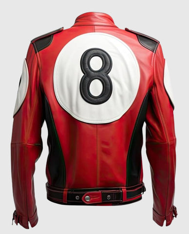 Men's 8 Ball Pool Bomber Billiard Cue Leather Jacket