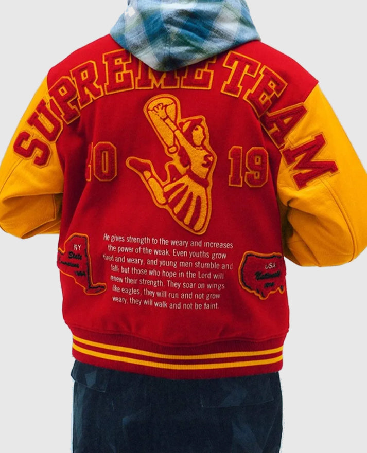 supreme 19AW Team Varsity Jacket オレンジ　S supreme 19AW Team Varsity Jacket オレンジS