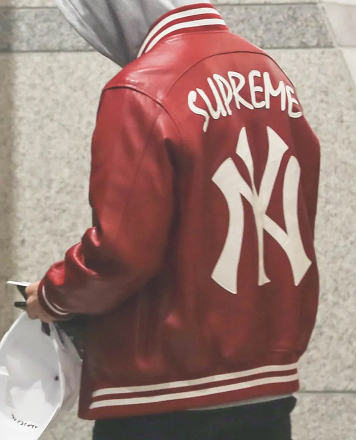 Supreme New York Yankees Full-Zip Varsity Leather Jacket