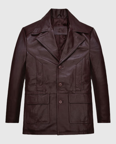 Johnny Depp Donnie Brasco Maroon Leather Blazer Jacket