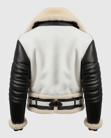 Men's Aviator B3 Bomber Leather Jacket - Black & White