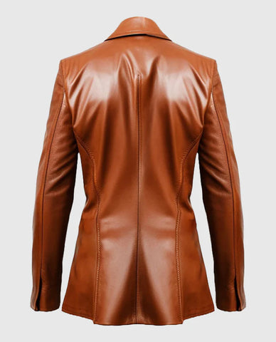 Men's Brown Leather Blazer