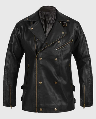 Men's Black Motorcycle Leather Jacket