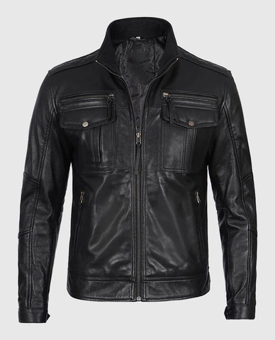 Moffit Men's Cafe Racer Real Leather Jacket