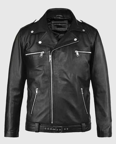 Negan Walking Dead Black Biker Leather Jacket