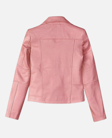 Women's Pink Leather Biker Jacket